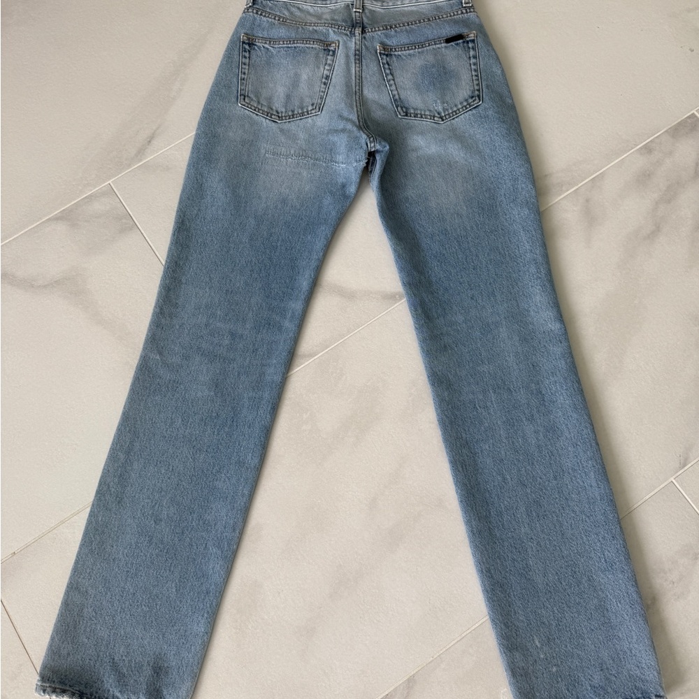 Saint Laurent Women's Light Blue Straight Leg Jeans - Picture 8 of 10